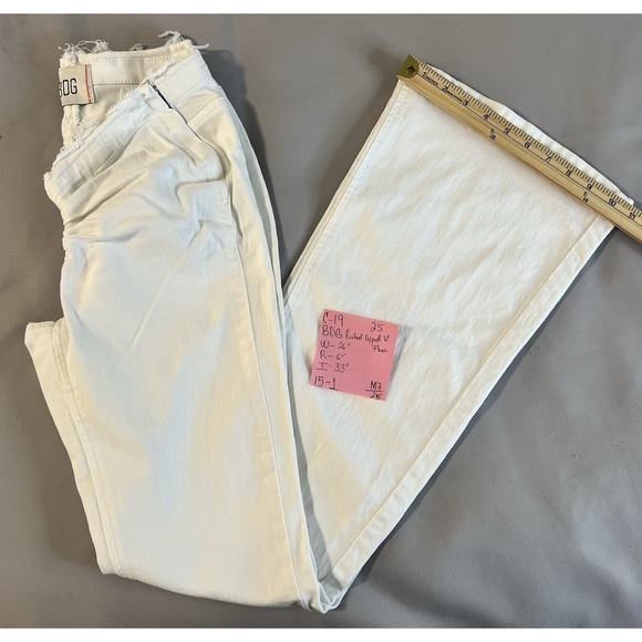 BDG Ruched V-Front Flare‎ Jean - WHITE - SIZE 25 Women's Y2K 33" Inseam - Picture 13 of 13